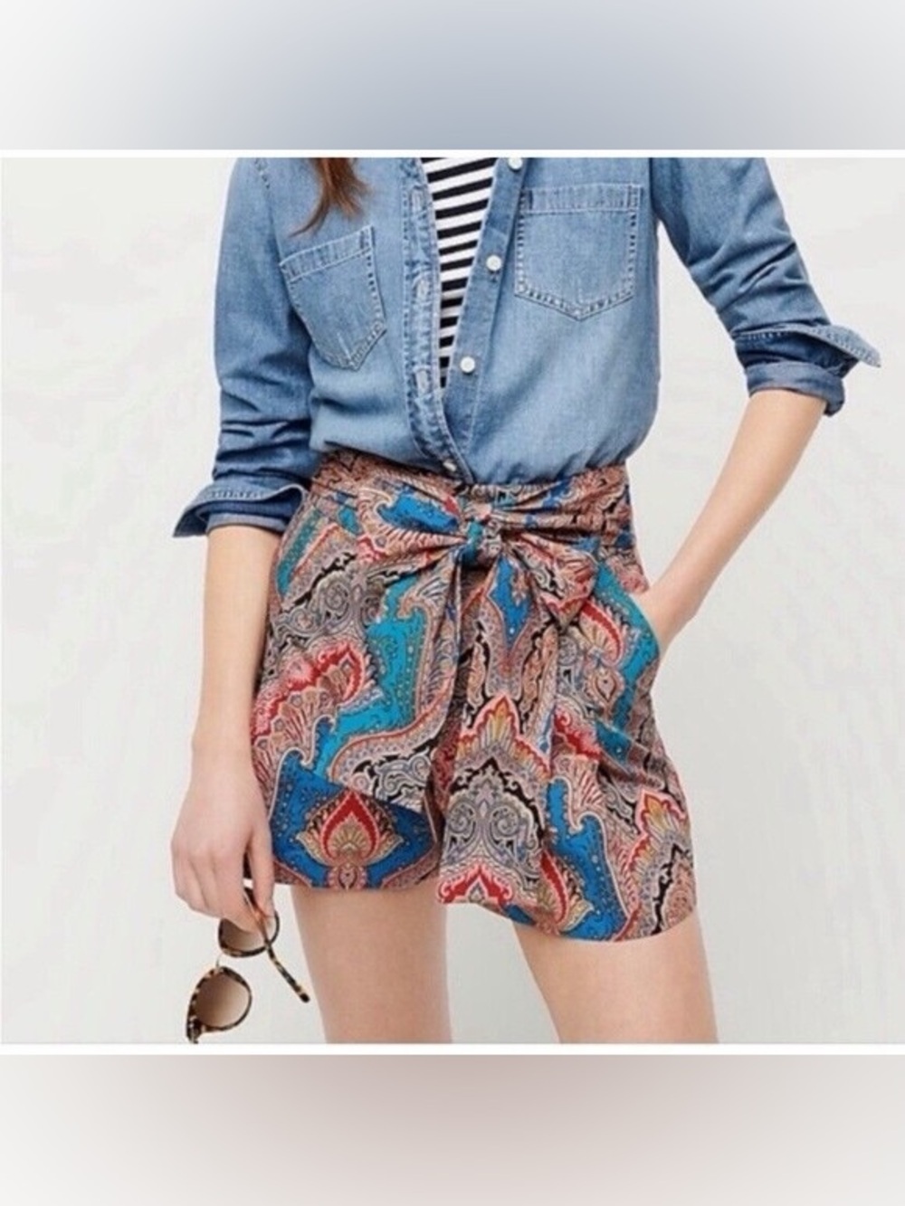 J. Crew Tie Waist Paisley Shorts